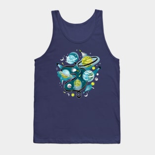 Highway to Intergalactic Alien Adventures - Green & Teal Tank Top